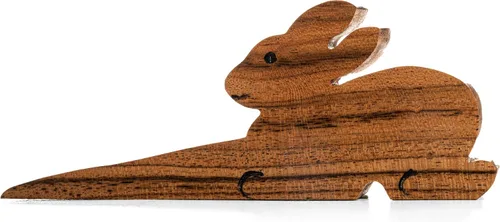 Vista 4 de Tope de puerta de madera tallado a mano para puerta decorativo para el hogar y regalos (forma de conejo)