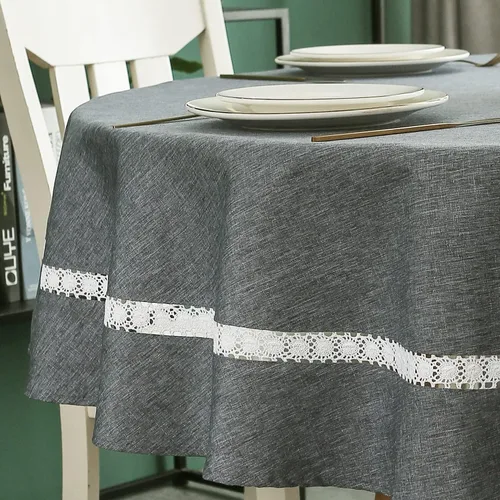 Vista 38 de EHouseHome Mantel de tela resistente con encaje blanco, impermeable, sin arrugas, resistente a las manchas, a prueba de aceite, para comedor