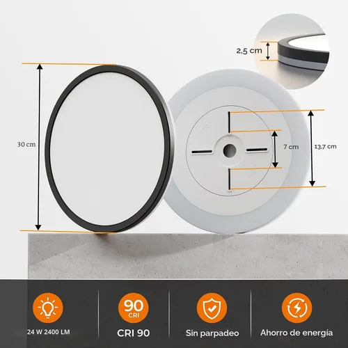 Vista 5 de Matane Lámpara de Techo LED Empotrada de 12 Pulgadas con Luz Nocturna, 24W 2400LM 3000K/4000K/5000K Seleccionable, Luces de Techo Regulables