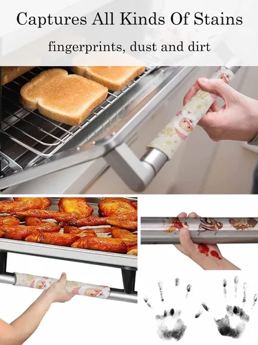 Vista 4 de Juego de 2 fundas para manijas de puerta de refrigerador con texto en inglés «Merry Christmas» para lavavajillas, microondas, horno, nevera, estufa