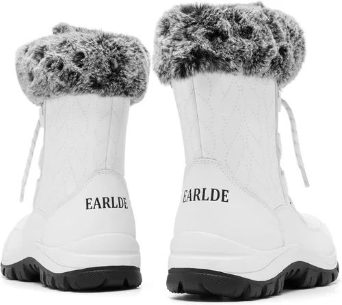 Vista 6 de EARLDE Womens Snow Boot With Waterproof Lace Up Mid-Calf Outdoor Winter Deep Tread Rubber Sole