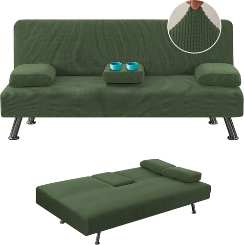 Vista 10 de H.VERSAILTEX 4 Piezas Fundas Elásticas para Futón Funda para Sofá Cama con Fundas para Reposabrazos Removibles y Portavasos Protector de Muebles