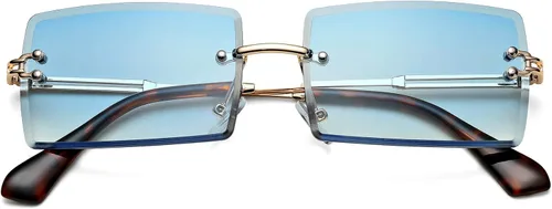 Vista 122 de Gafas de sol rectangulares para hombres/mujeres, gafas de sol pequeñas sin montura cuadrada