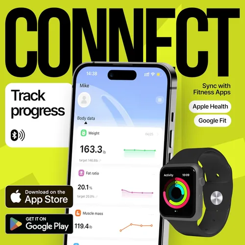 Vista 4 de Báscula profesional inteligente de 25 métricas para peso corporal con IMC, grasa corporal, masa muscular, báscula digital de composición