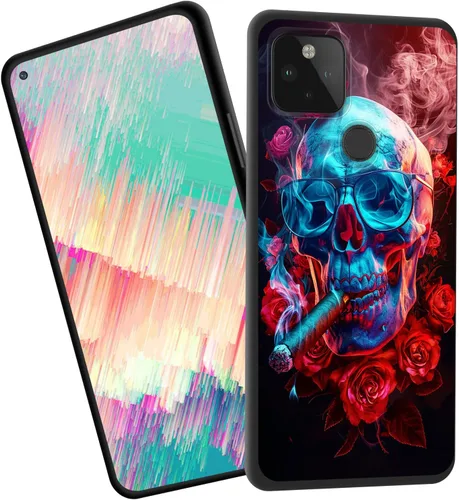 Vista 54 de for Google Pixel 4 XL Case,Slim Shockproof TPU Soft Rubber Silicone Cover Phone Case for Google Pixel 4 XL,Blue Skull Headphone