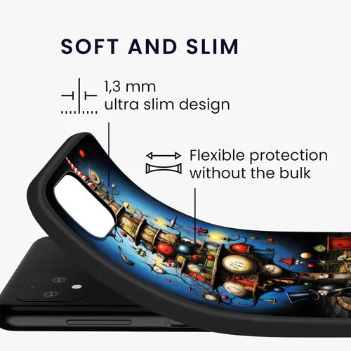 Vista 3 de Funda protectora para Pixel 4 XL, funda protectora de silicona antiarañazos de TPU premium para Google Pixel 4 XL, arte de torre de reloj