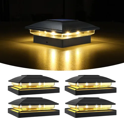 Vista 17 de VOLISUN - Luces solares para punta de poste al aire libre, impermeables, paquete de 12, valla solar - Luces para postes de 4x4, 5x5, 6x6 de Blanco