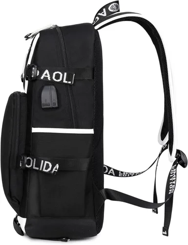Vista 3 de BOLAKE Mochila juvenil Cristiano Ronaldo con puerto de carga USB, duradera Al Nassr FC, mochila casual para estudiantes, color 13, Mochilas
