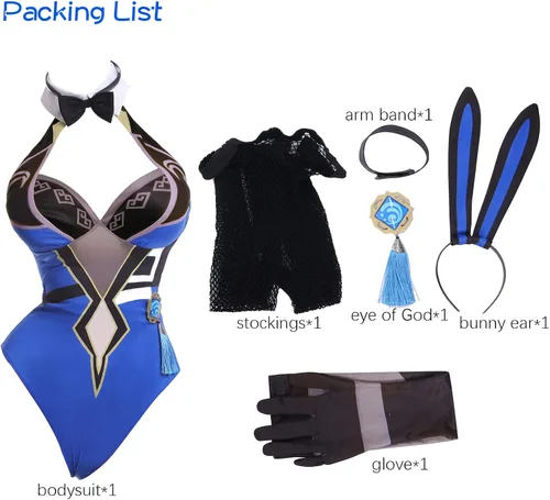 Vista 4 de Traje de conejo para mujer, disfraz de conejo para cosplay de Genshin Impact Bunny