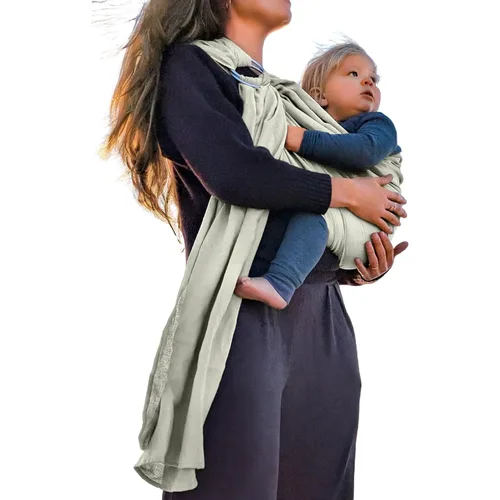 Vista 11 de Portabebés orgánico - Envoltura bohemia de cáñamo y eucalipto para recién nacidos a niños pequeños, no tóxico, certificado ASTM, ergonómico, caja