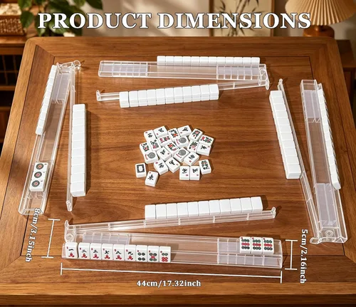 Vista 4 de Clear Mahjong Racks with Pushers, 4 Set Mahjong Tile Rack