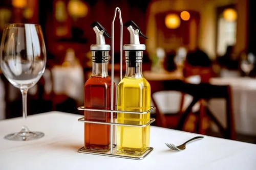 Vista 4 de CUISINOX Juego de botellas de aceite y vinagre con organizador de alambre