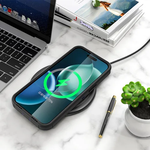 Vista 7 de Funda diseñada para iPhone 16 Pro, magnética, doble protección, resistente y duradera, compatible con MagSafe, clip trasero desmontable, a prueba