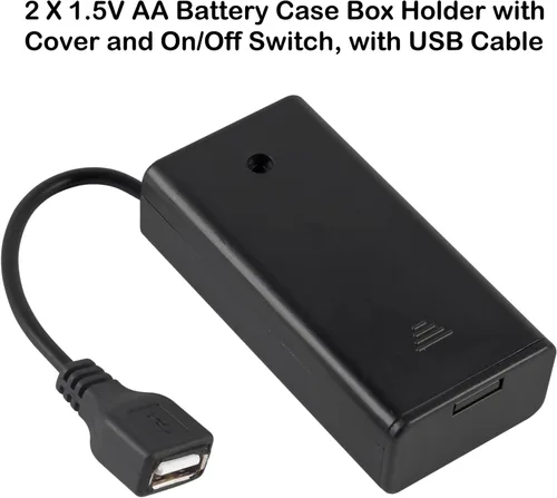 Vista 3 de 4pcs 2 AA titular de la batería con USB hembra zócalo 2 AA caja de batería titular con interruptor de encendido y apagado