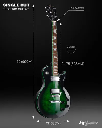 Vista 5 de Leo Jaymz Guitarra eléctrica serie SC - Cuerpo de caoba, diapasón de laurel, humbuckers duales, puente Tune-O-Matic, cuello C, afinadores 18:1