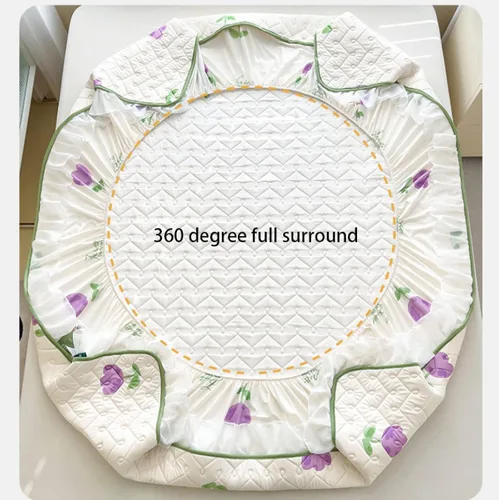Vista 7 de Sábanas de bolsillo profundo, sábanas de látex de seda de hielo, fundas de colchón con estampado de dibujos animados agradables a la piel, con Gris