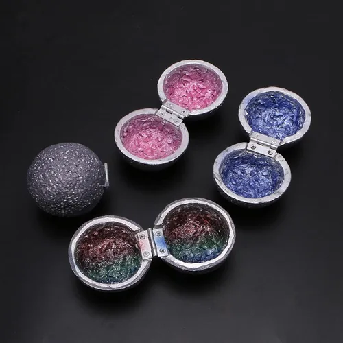 Vista 7 de ZXYWW Crystal Geode, caja redonda para anillos de cuarzo con geoda de ágata, organizador de joyas para mujeres y niñas, recuerdo de boda, arco iris