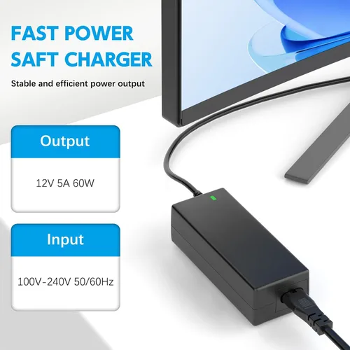 Vista 2 de Cable de alimentación de 12 V compatible con monitor Dell de 22 pulgadas, 23 pulgadas, 24 pulgadas, 27 pulgadas, S2316H, S2316M, S2340L, S2340M