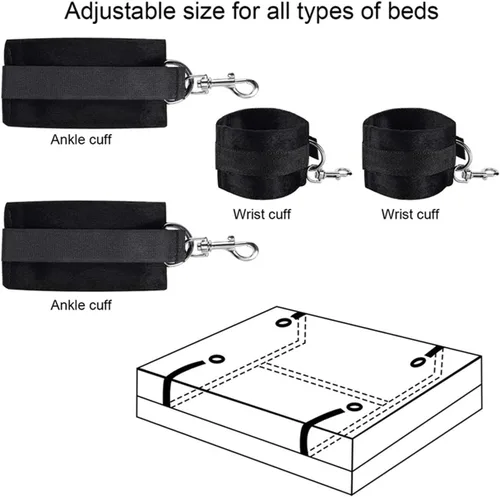 Vista 7 de Lazos sexuales para tobillos y muñecas para adultos, correas de cama tamaño King para colchón, cuerda de servidumbre y cuerda, pulseras sexuales