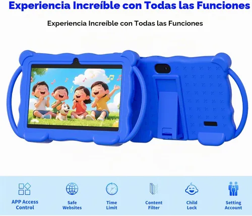 Vista 3 de Tableta infantil de 7 pulgadas para niños, Tableta de aprendizaje para niños de 32 GB ROM con estuche protector, aplicaciones educativas