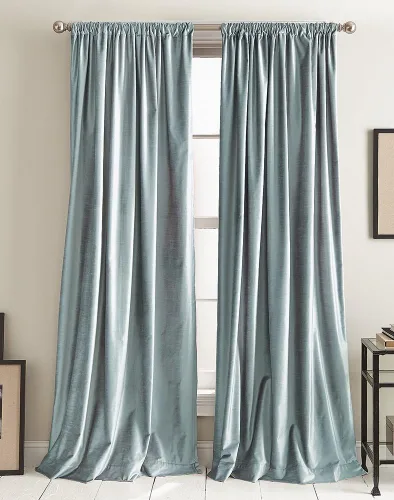 Vista 8 de DKNY Cortinas modernas con forro de terciopelo anudado, 84 pulgadas, azul Ventana, para sala de estar, dormitorio, largo, juego, a juego