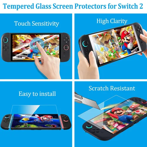 Vista 8 de RTop Switch 2 Accessories Kit for Nintendo Switch 2 (2025),Family Bundle Accessories Kit with Carrying Case& Screen Protector,Joy Con Grips and