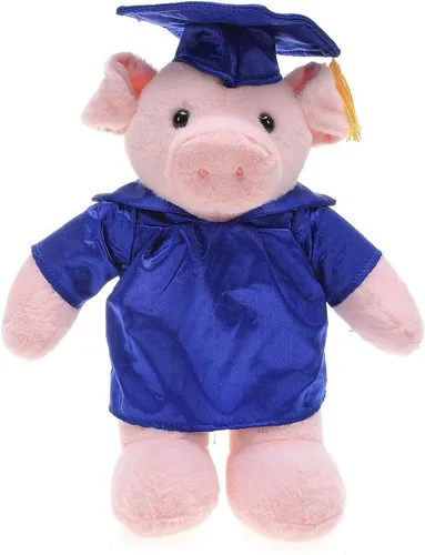 Vista 8 de Plushland Juguetes de peluche de cerdo, regalos para el día de graduación, texto personalizado, nombre o logotipo de tu escuela en el vestido, lo