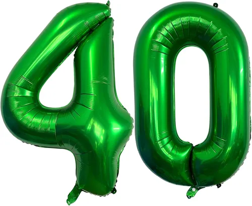 Vista 25 de Globos de color verde oscuro con el número 10 de 40 pulgadas, globos de helio de papel de aluminio de 10 pulgadas para decoración de eventos de 10º