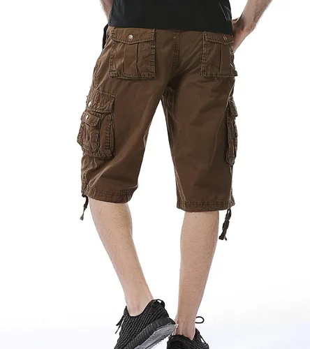Vista 4 de DONGD - Pantalones cortos de camuflaje para hombre, de algodón, de ajuste relajado