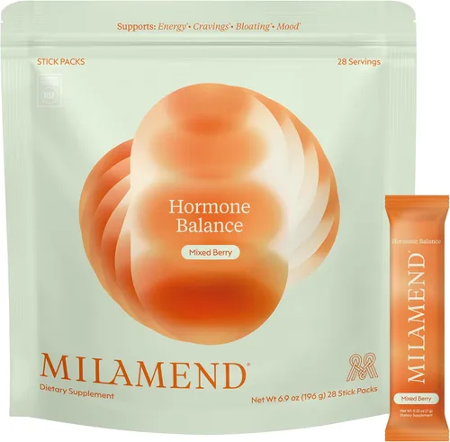 Vista 13 de Milamend Equilibrio Hormonal para Mujeres 40:1 Myo-Inositol D-Chiro Inositol Suplemento + CoQ10, ALA y Aminoácidos – Fertilidad, Apoyo Ovarico