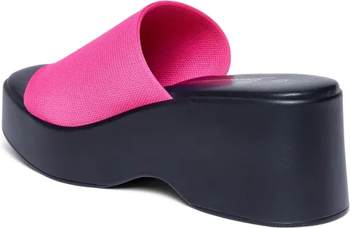 Vista 6 de GENSHUO Sandalias de plataforma para mujer con puntera abierta, sandalias laterales con banda elástica