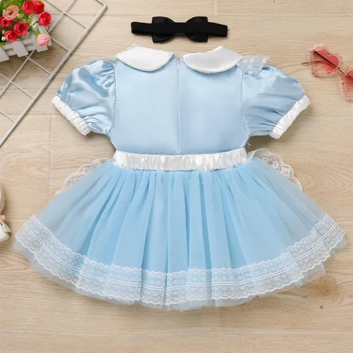 Vista 3 de IMEKIS Toddler Girls Birthday Princess Dress with Headband Cake Smash Photo Shoot Halloween Costume Party Outfit