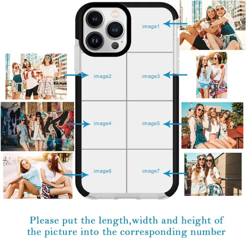 Vista 2 de Funda personalizada para iPhone 15 Pro Max personalizada con collage de múltiples imágenes, resistente a los impactos, funda protectora de TPU
