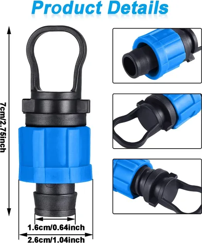 Vista 2 de Hotop Tapón de extremo de tubo de riego por goteo, 1/2 pulgada, acoplamiento de enchufe universal, tapa de extremo de riego por goteo, para todas
