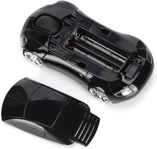 Vista 4 de Dpofirs Mouse 2.4G para laptop, mini mouse inalámbrico inteligente en forma de automóvil, mouse ergonómico con receptor USB, regalos para niñas Negro