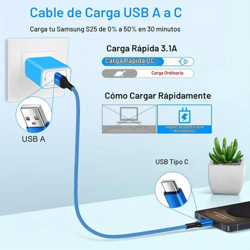Vista 2 de Cable de carga rápida para Samsung Galaxy S26 Ultra Z Fold8