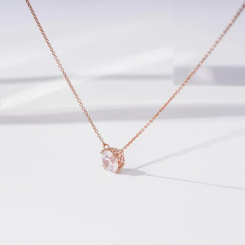 Vista 6 de Tienda Collection Sterling Silver Solitaire Pendant Necklace with Round Cut Infinite Elements Cubic Zirconia Round Solitaire Pendant