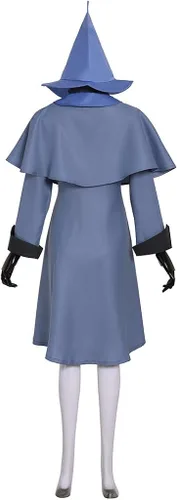 Vista 4 de Disfraz de bruja azul para mujer con sombrero de Halloween