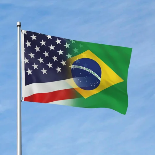 Vista 2 de Bandera de Brasil y Estados Unidos, 3 x 5 pies, doble cara, colores vivos y resistentes a la decoloración UV para habitaciones de casa al aire libre
