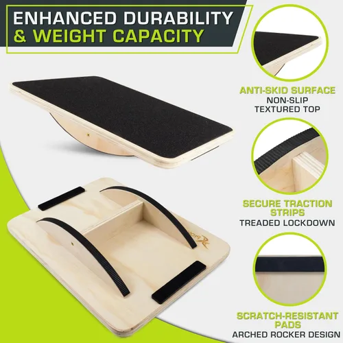 Vista 3 de ProsourceFit Tabla de equilibrio de madera antideslizante para entrenamiento de núcleo, 17.5 pulgadas de diámetro, color negro