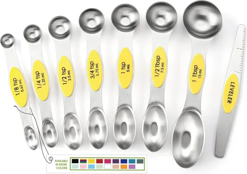 Vista 12 de Spring Chef Juego de cucharas medidoras magnéticas de acero inoxidable con imanes N45 fuertes, accesorios de cocina de metal resistente para hornear