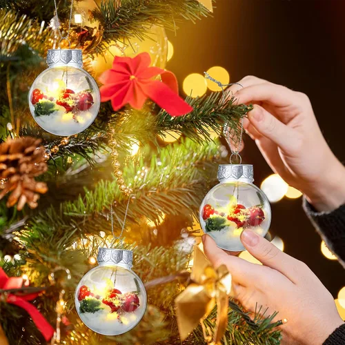 Vista 7 de Soaoo Juego de 100 bolas de adorno de Navidad de 1.96 pulgadas, bolas rellenables de plástico transparente, para árbol de Navidad, decoración