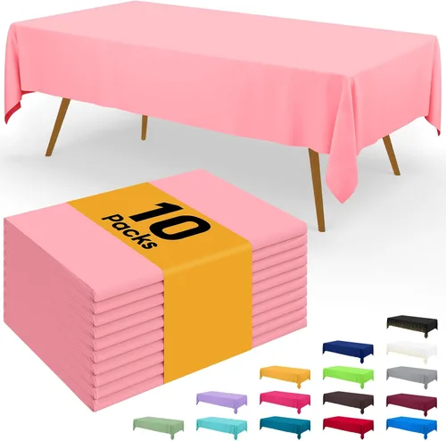 Vista 76 de Smiry - Juego de 6 manteles desechables, 54 x 78 pulgadas, manteles impermeables rectangulares para fiestas, cubierta de mesa de plástico