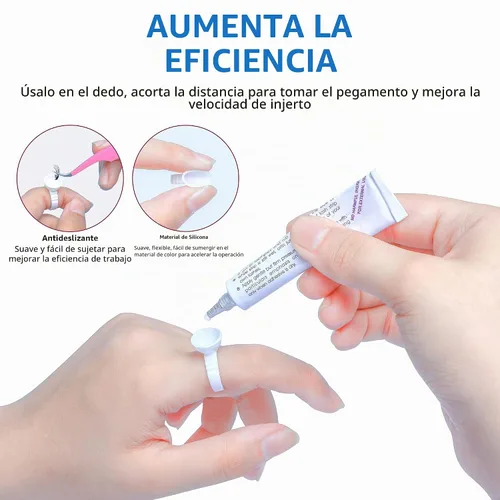 Vista 5 de 300 anillos de pegamento para extensiones de pestañas, anillos desechables para pestañas con forma encantadora, abanico, flores, suministros