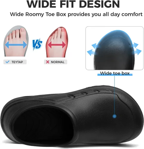 Vista 6 de Zapatos de chef para hombres y mujeres, antideslizantes, a prueba de agua, con puntera cerrada, zuecos para enfermeras, cocina, restaurante