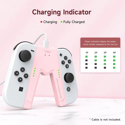 Vista 3 de JINGDU Switch Joy-Con - Empuñadura de carga compatible con Nintendo Switch estándar y modelo OLED, juega mientras se carga, cargador portátil JoyCon