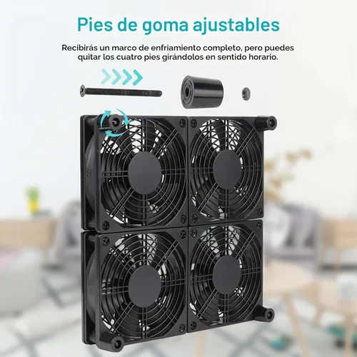 Vista 5 de Router Laptop Cooling Pad 4X 4.724 in Ventilador de computadora con enchufe de CA Ventilador de velocidad variable para bricolaje Electrónica Caja