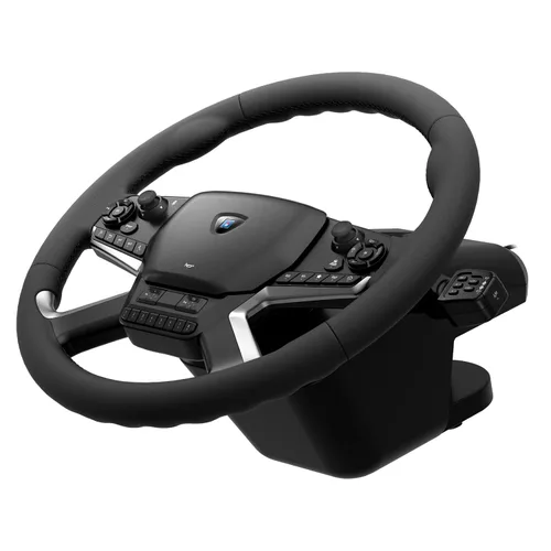 Vista 4 de HORI Truck Control System for Windows 11/10 with Force Feedback Steering Wheel, Shifter Control Panel, & Pedals