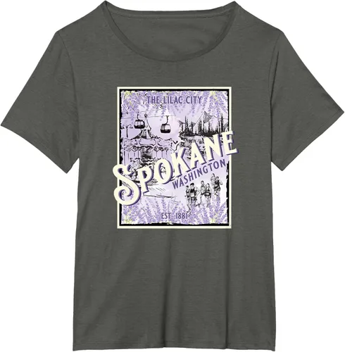 Vista 12 de Camiseta vintage Spokane Washington The Lilac City Carousel Waterfall, Negro