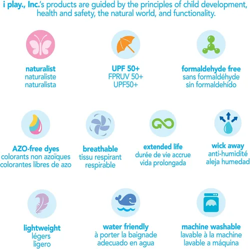 Vista 3 de i Play - 2 sombreros de playa con protección solar UPF 50+ de ala ancha para bebés o niños pequeños, Blanco